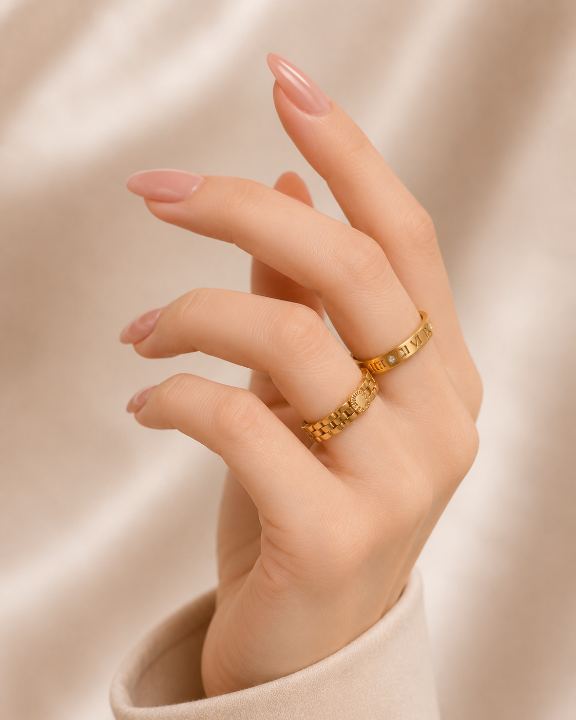 Shell Link Ring,Roman Numeral Ring..